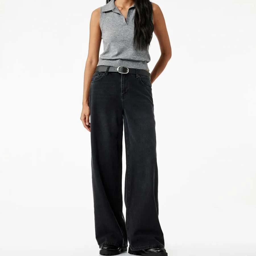 Koton Low Waist Comfortable Fit Wide Leg Jeans - Loose Straight Fit Jeans