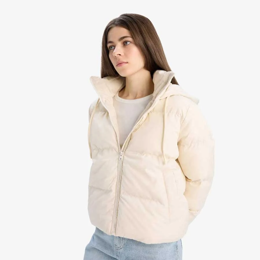 Defacto Standard Fit Hooded Puffer Jacket with Zipper Pocket
