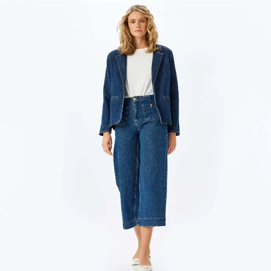 Koton High Waist Comfortable Fit Pocket Short Denim Trousers - Culotte Jeans