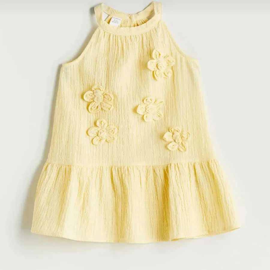 LC Waikiki – Lcw Kids Yellow Halter Collar Girls Crinkle Dress