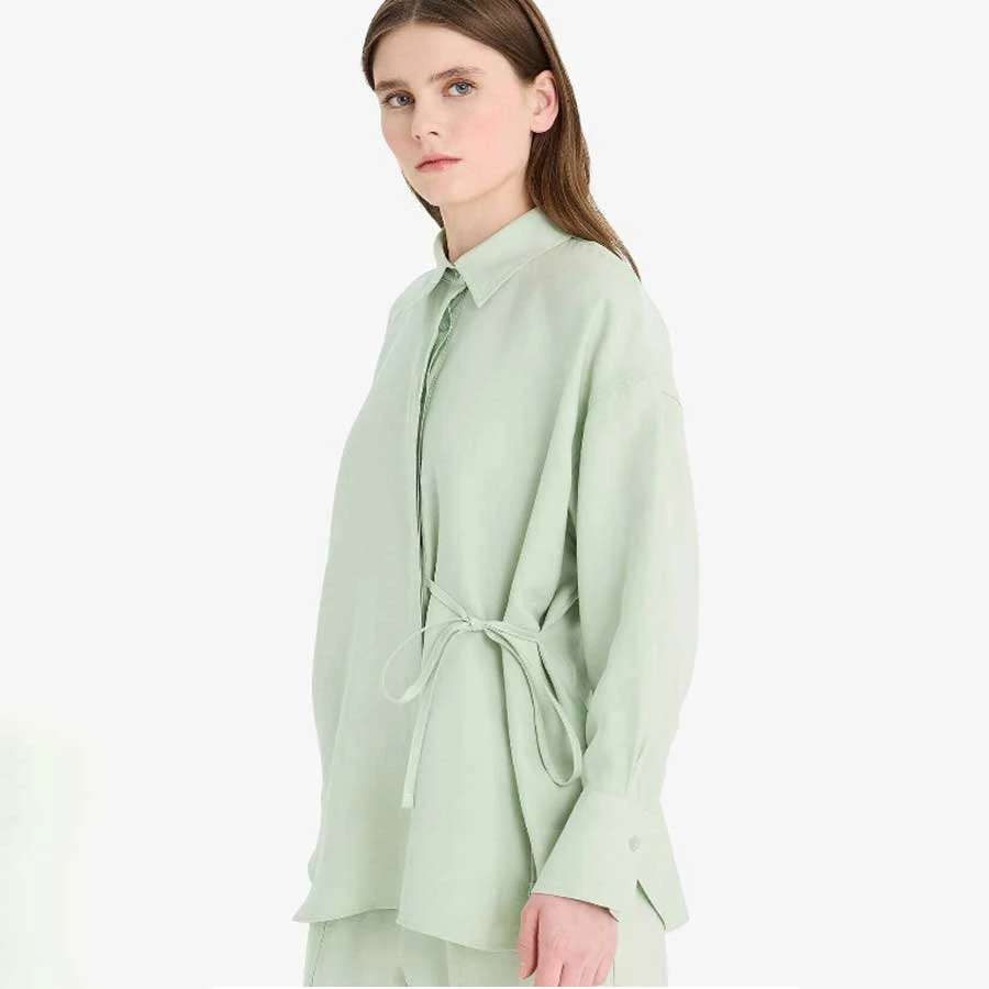 Defacto Relax Fit Tie-Up Modal Long Sleeve Hijab Shirt Tunic