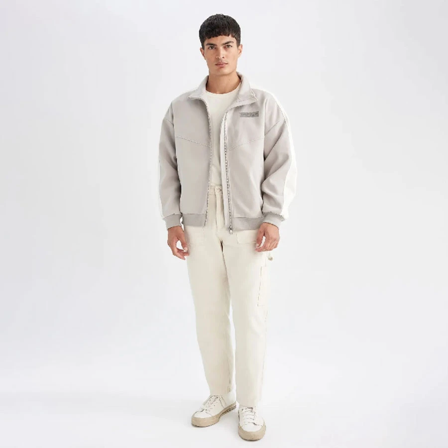 Defacto Regular Fit Slim Coat Jacket Stand Collar Zipper Pocket Seasonal Lightweight