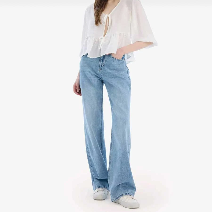 Defacto Straight Wide High Waist Long Jeans Washed Pants