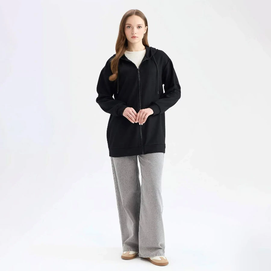 Defacto Relaxed Fit Hooded Basic Tunic Sweatshirt