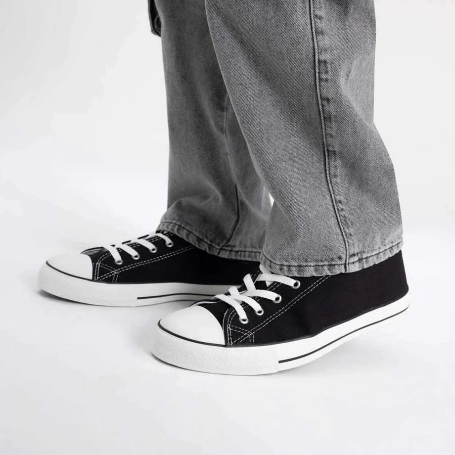 Defacto Men’s Flat Sole Lace-Up Linen Sneaker