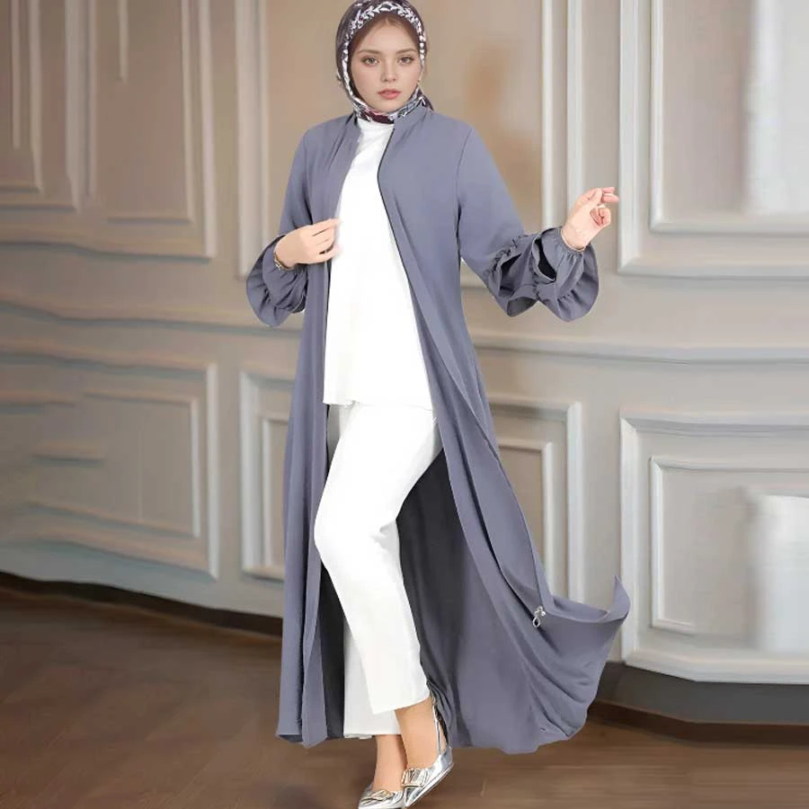 Dilber Fashion Ayrobin Ferace with Ruffled Sleeves and Hidden Zipper