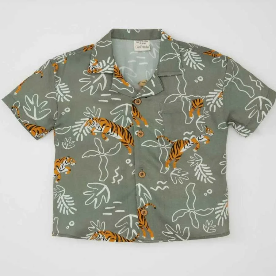 Defacto Baby Boy’s Short Sleeve Shirt with Apas Collar Pattern
