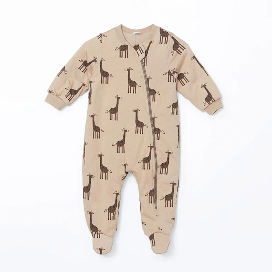 LC Waikiki – Light Brown 1.6 Tog Printed Baby Boy Jumpsuit