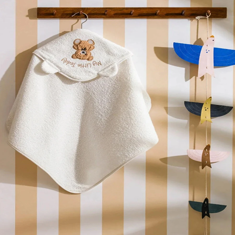 LC Waikiki LCW Home Beige Teddy Bear Embroidered Baby Bathrobe