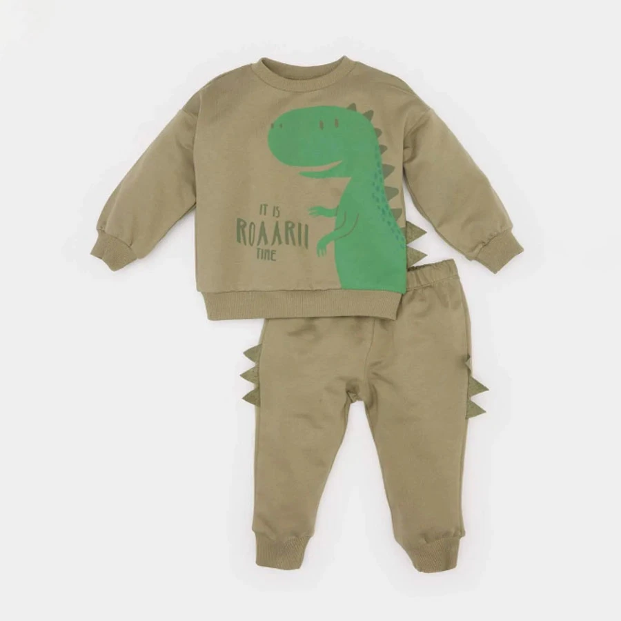 Defacto Baby Boy 2-Piece Set Dinosaur Printed Sweatshirt Elastic Waist Sweatpants