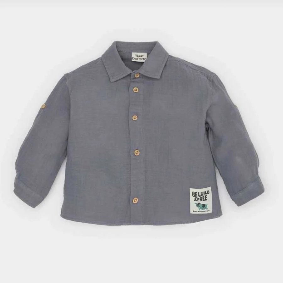 Defacto Baby Boy Woven Label Muslin Long Sleeve Shirt