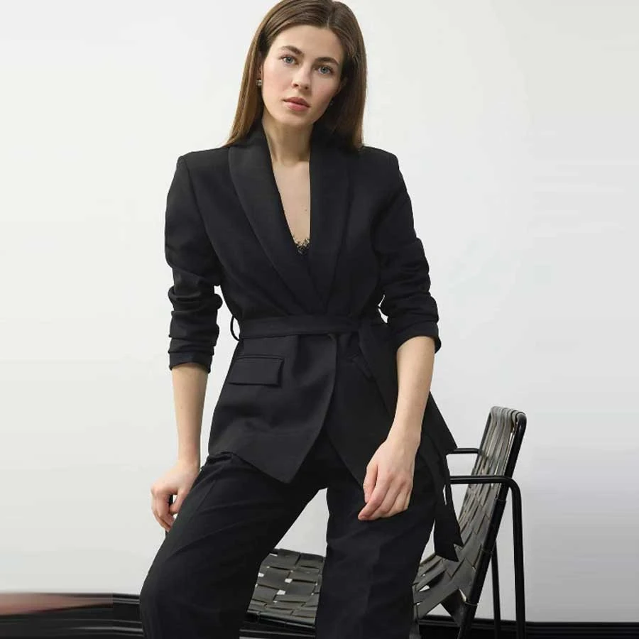 Defacto Regular Fit Belted Basic Plain Blazer Jacket