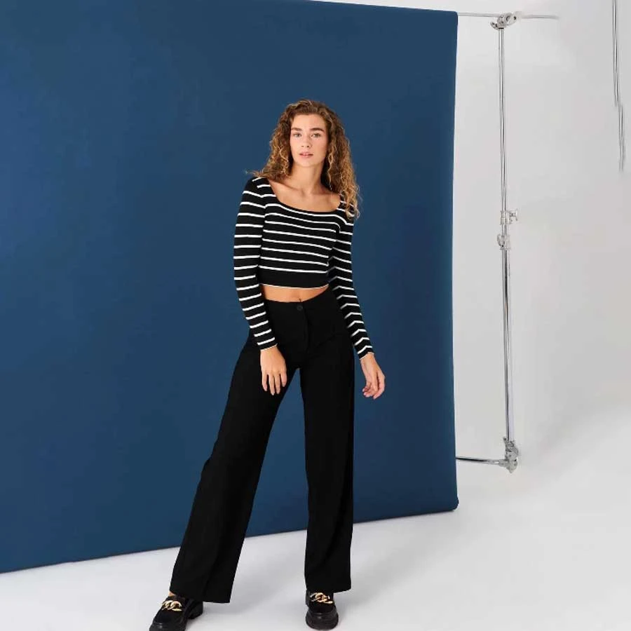 Addax High Waist Wide Leg Trousers