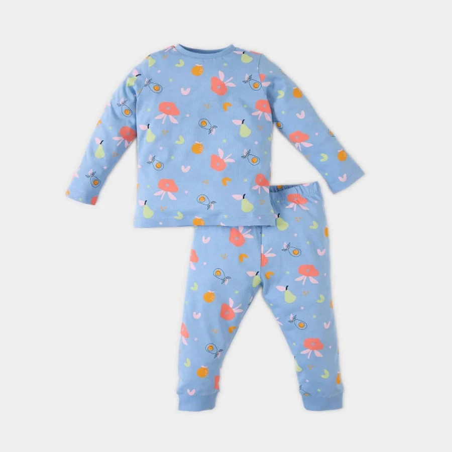 Defacto Baby Girl Pajamas Set – Floral Long Sleeve Combed Cotton Top with Elastic Waist Long Bottom
