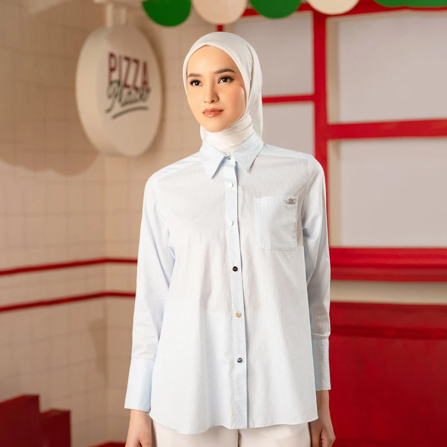 Alora Stripe Shirt – Sky Blue