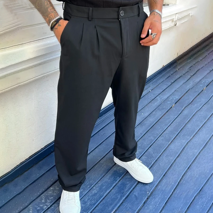 wamoss Loose Seasonal Pleated Baggy Pants