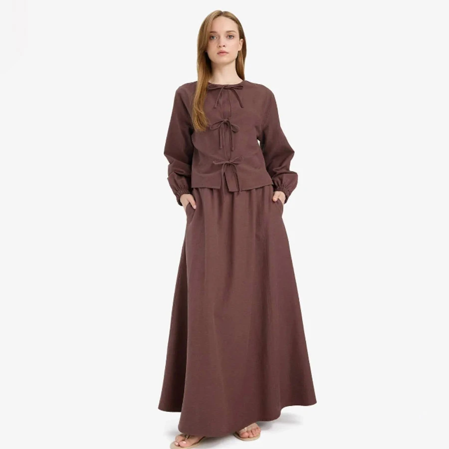 Defacto A-Line Linen Blend Maxi Hijab Skirt