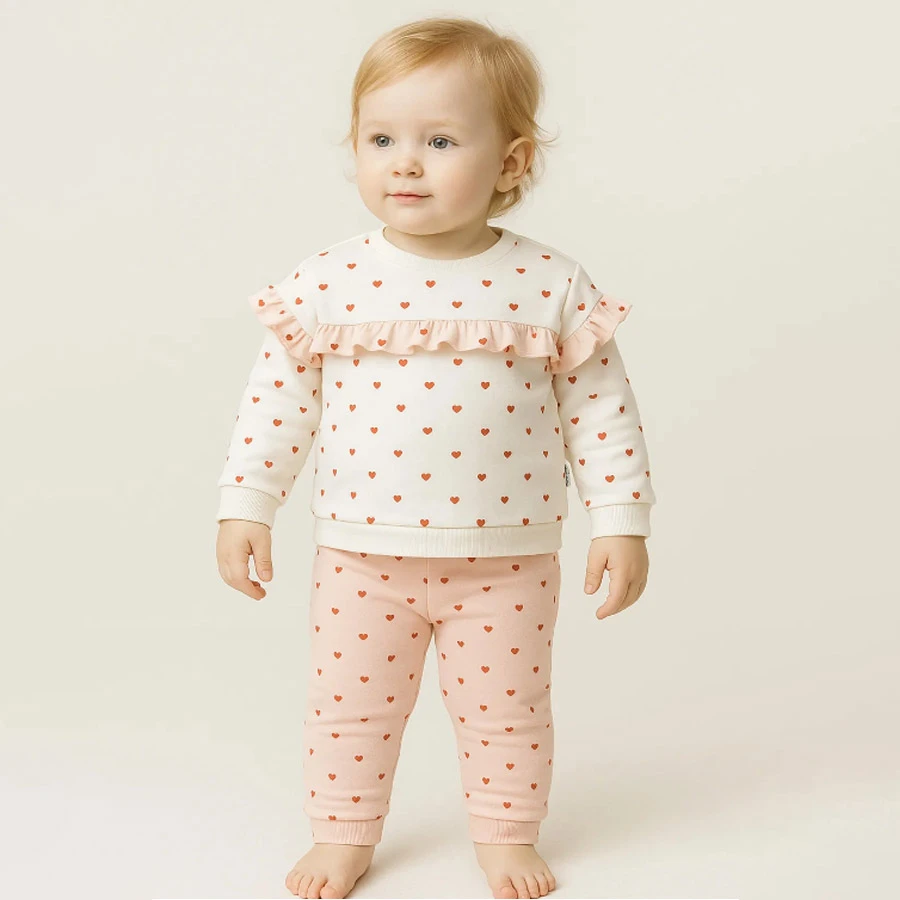 nevrankids Baby Girl Child Heart Pattern Bolera Angel Set