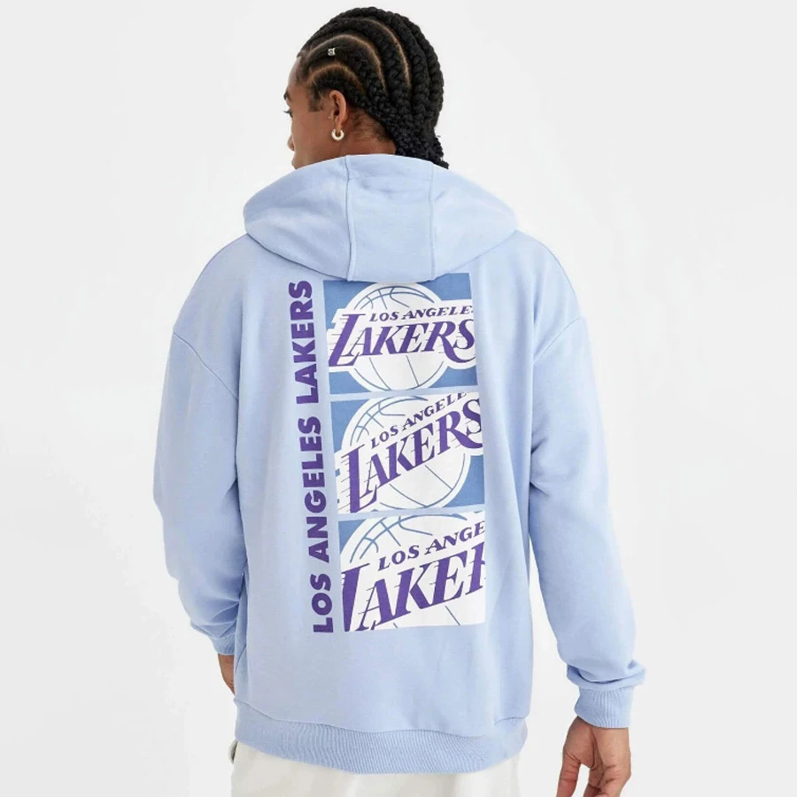 Defacto DefactoFit NBA Los Angeles Lakers Comfort Fit Hooded Back Printed Sweatshirt