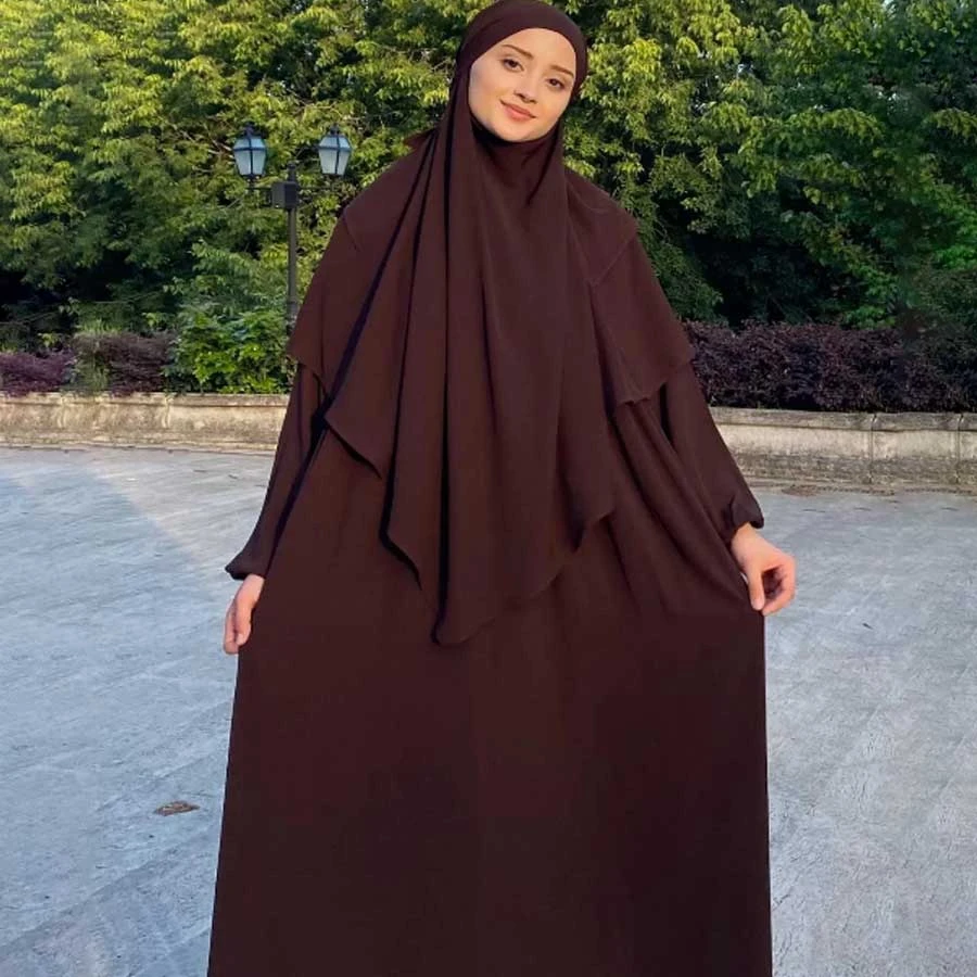 ASILNUR Asil Ferace Souffle Veil Set Bitter Brown (Three-Piece Set)