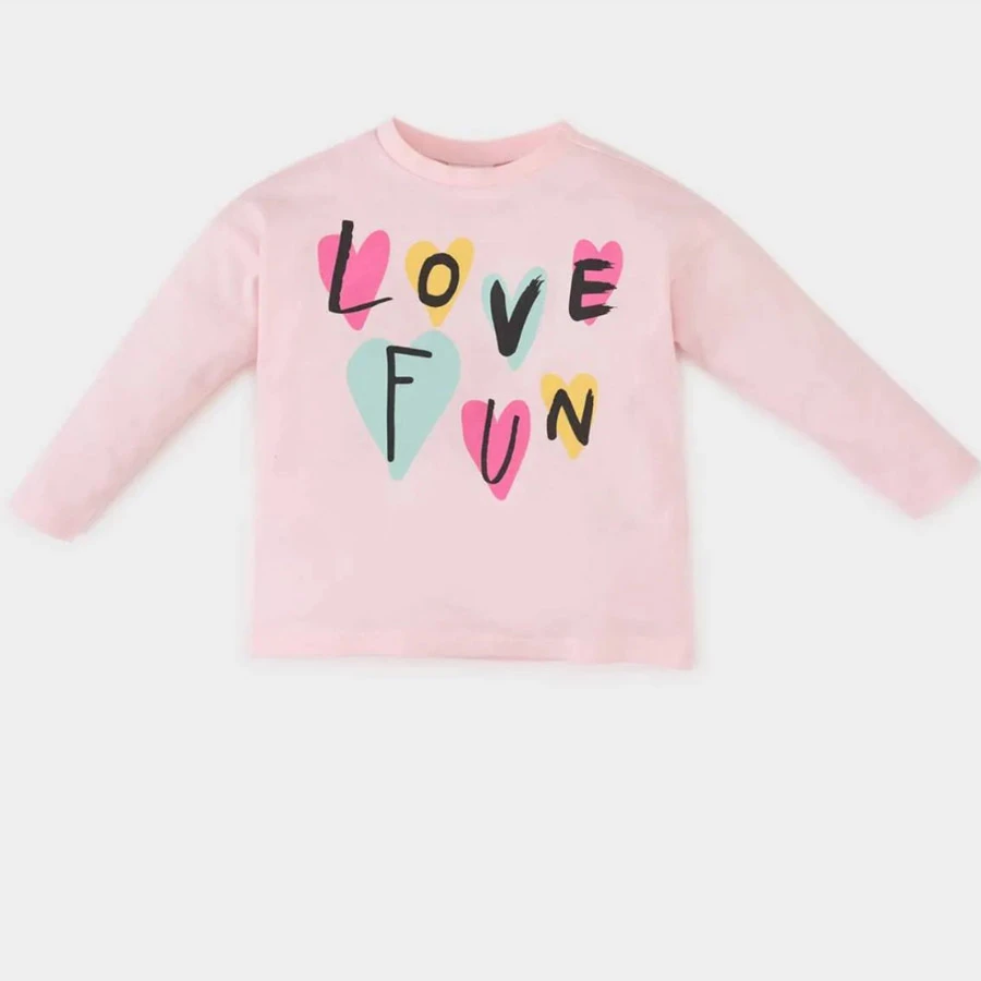Defacto Baby Girl Crew Neck Printed Long Sleeve T-Shirt