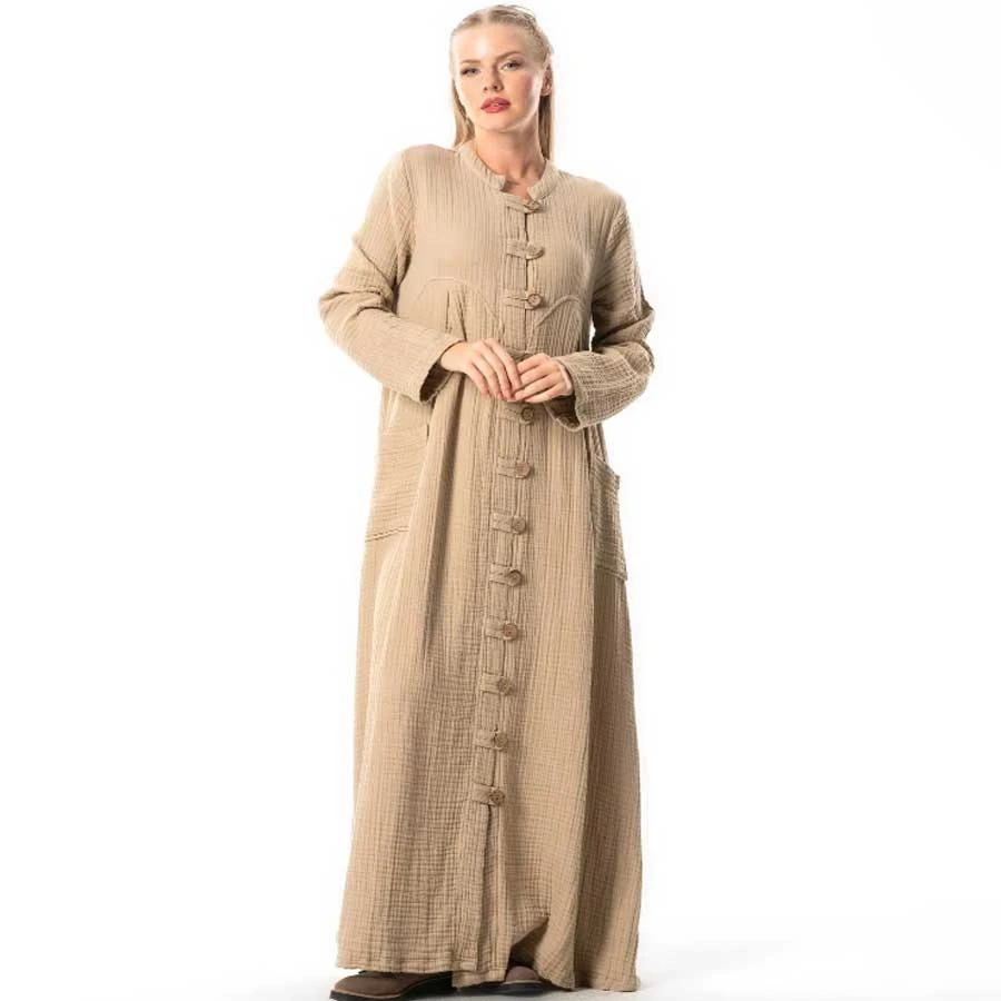 Elis Sile Bezi Hakim Collar Heaven Long Sleeve Muslin Ferace