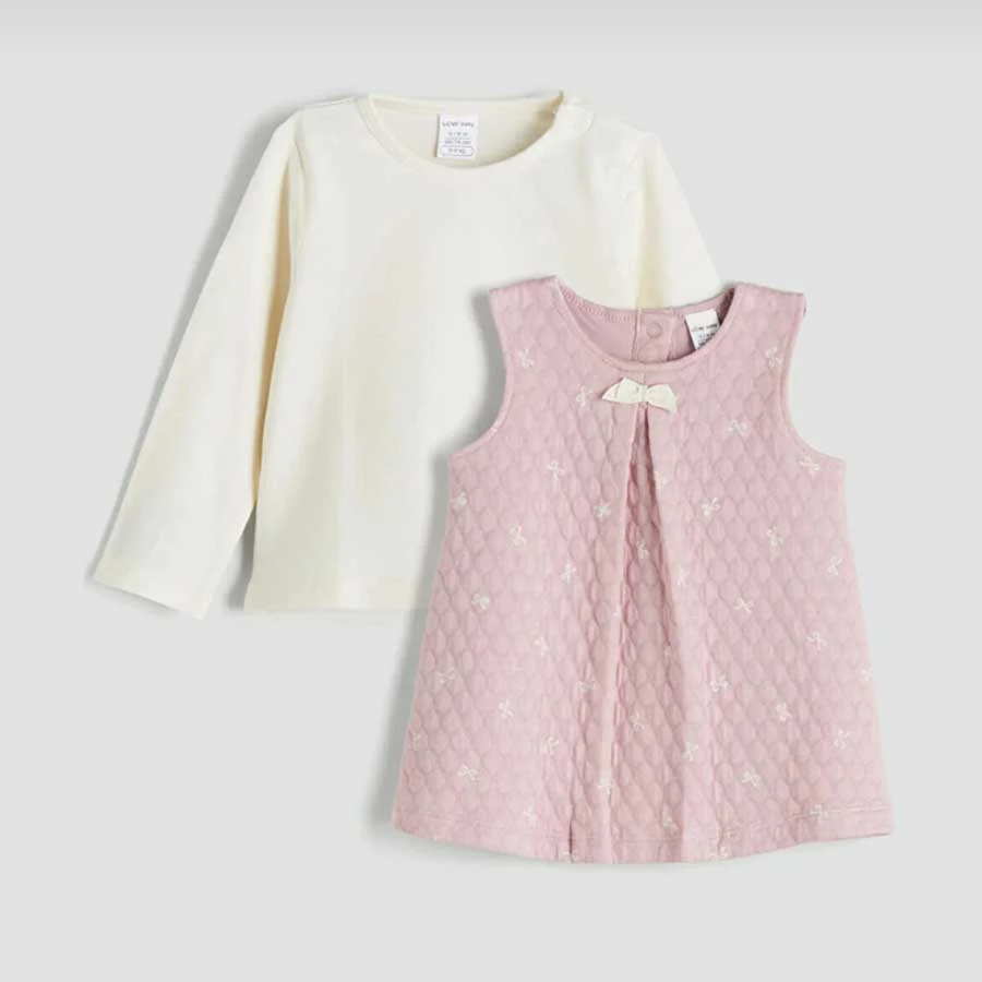 LC Waikiki – Bow Printed Baby Girl Dress and T-Shirt