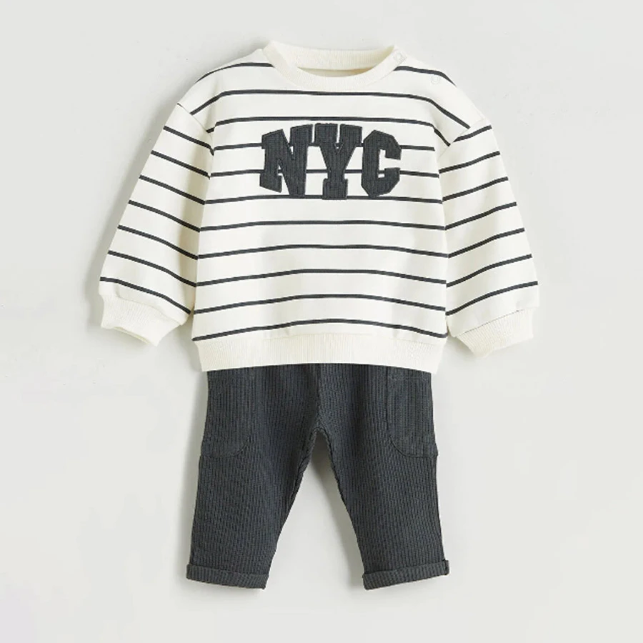 LC Waikiki – Embroidered Baby Boy Sweatshirt & Pants (2-Piece Set)