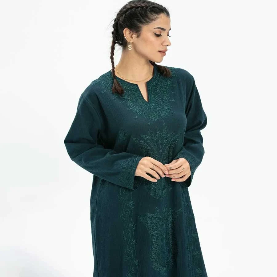 Elis Şile Bezi Long Sleeve Glitter Kaftan – Midi Summer Dress