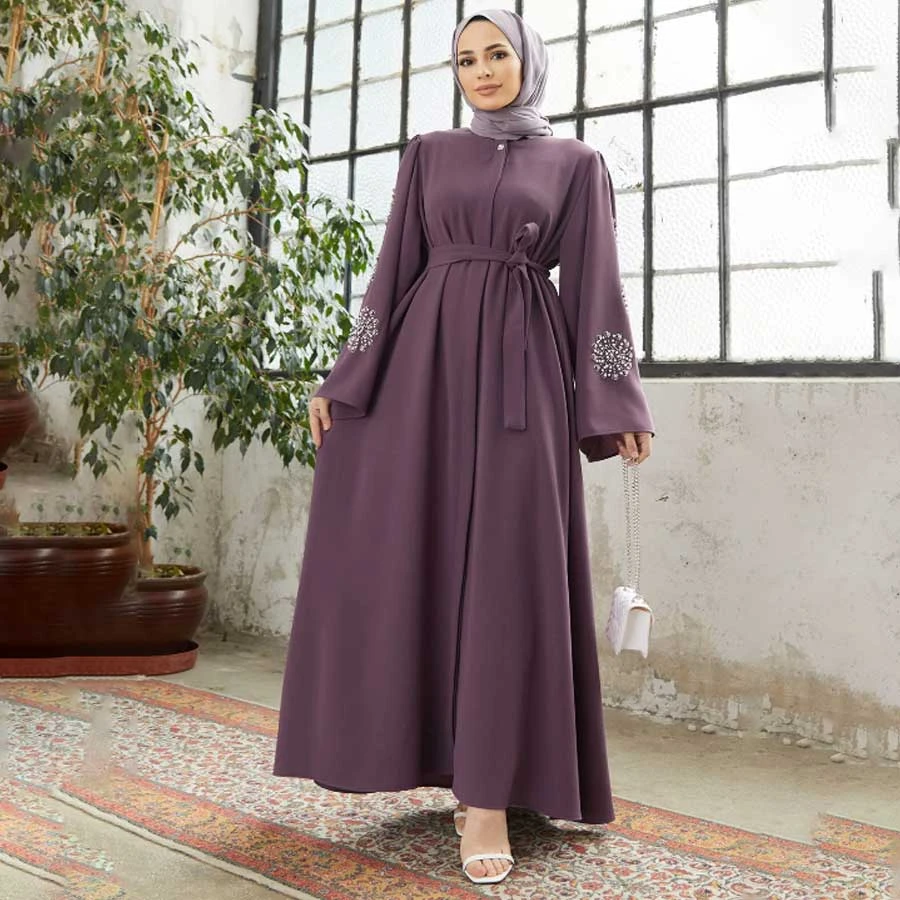 VAVINOR Liva Stone Abaya with Sleeves – Lilac