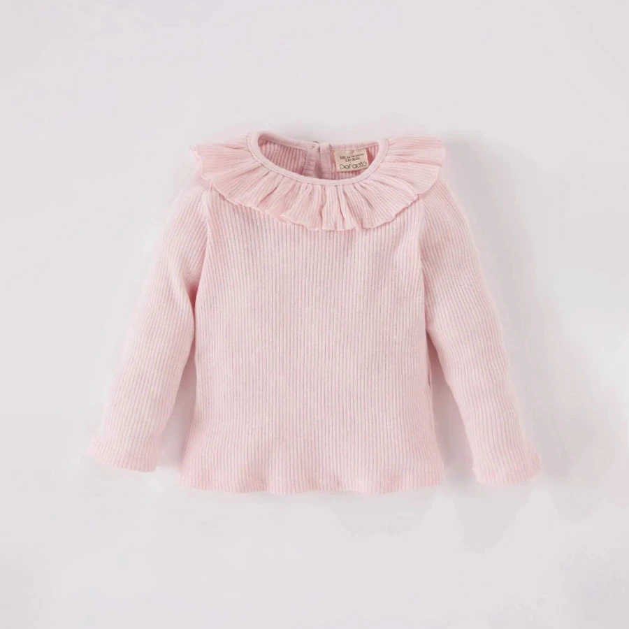 Defacto Baby Girl Big Neckline Ribbed Camisole Long Sleeve T-Shirt