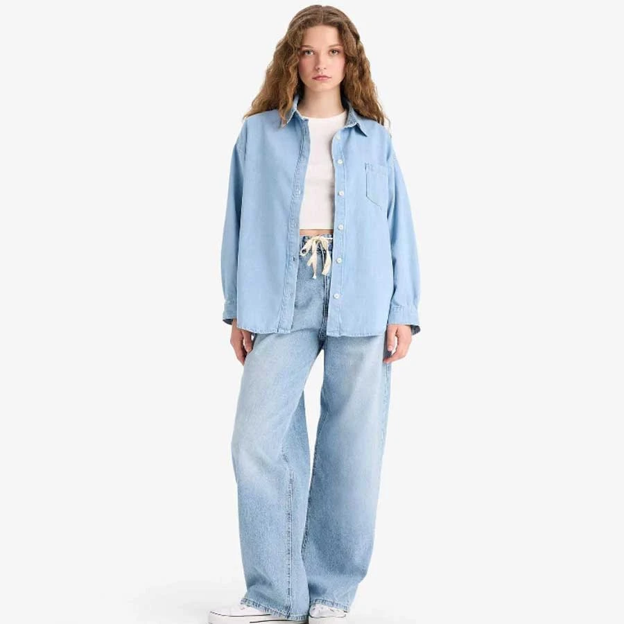 Defacto Oversize Wide Fit Single Pocket Jean Shirt