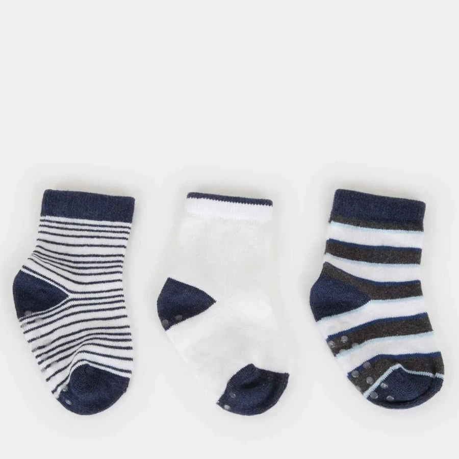 Defacto Baby Boy Anti-Slip Sole 3-Piece Cotton Long Socks