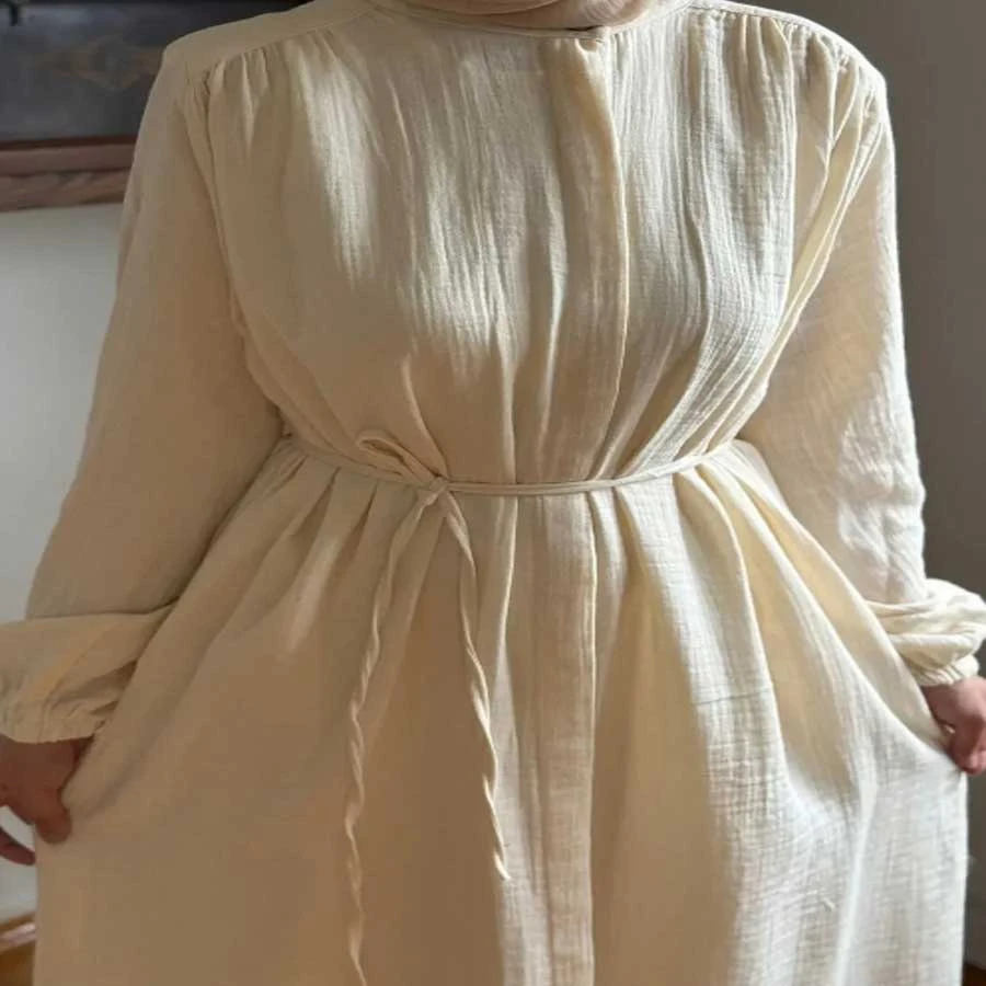 Navra Full Length Buttoned Muslin Ferace