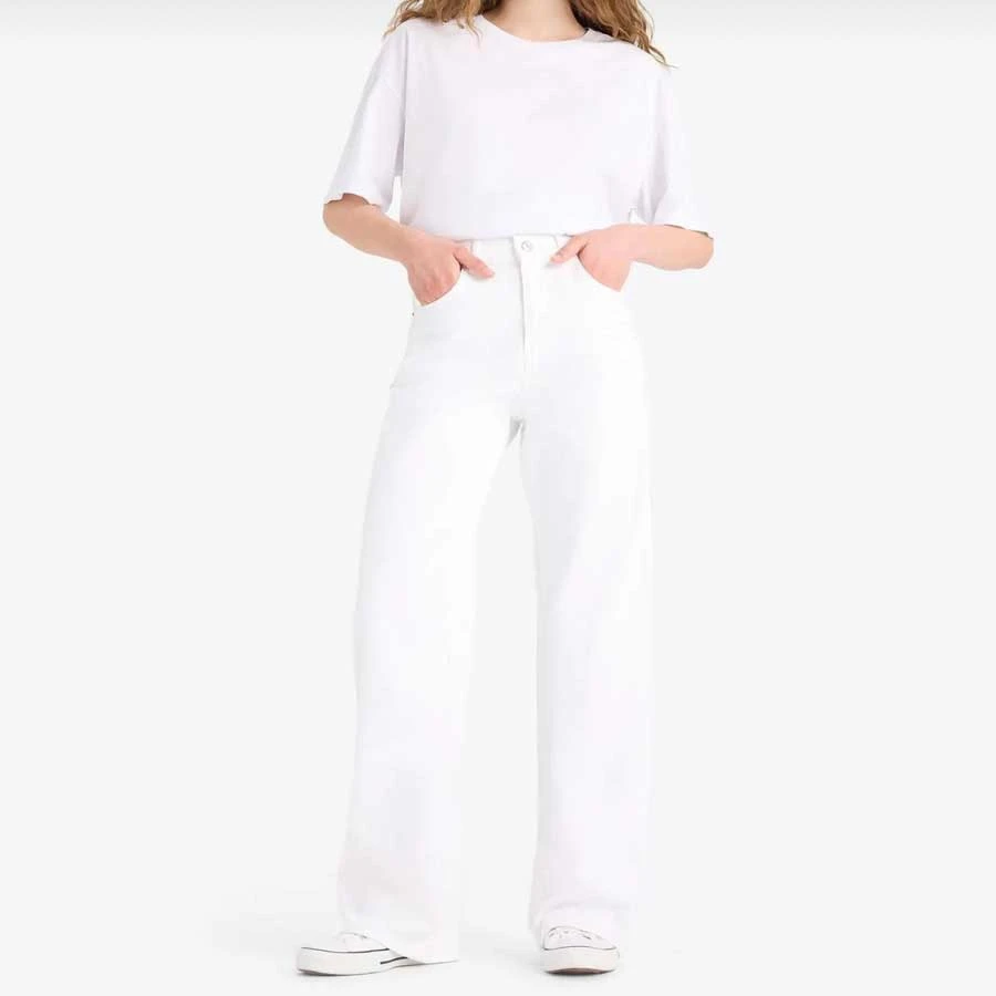 Defacto Straight Wide High Waist Long White Jean Pants