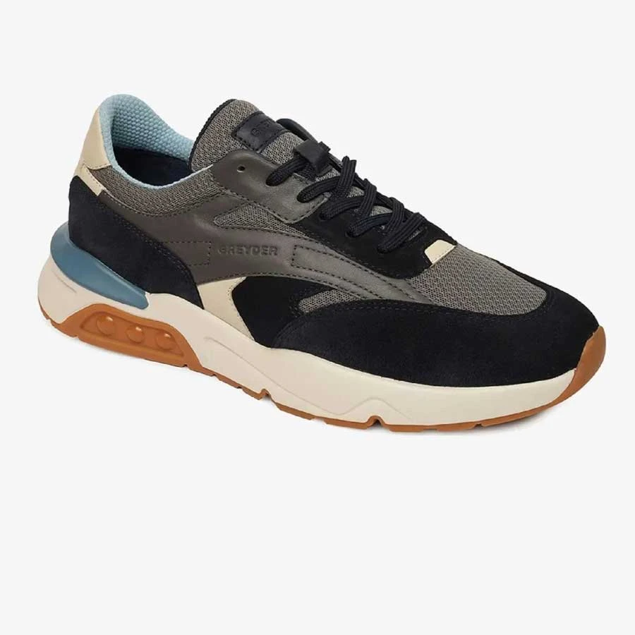 Greyder Men’s Navy Blue Genuine Leather Sports Shoes