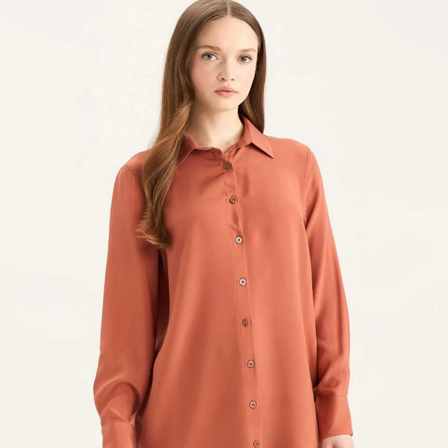 Defacto Regular Fit Basic Plain Long Sleeve Shirt Tunic