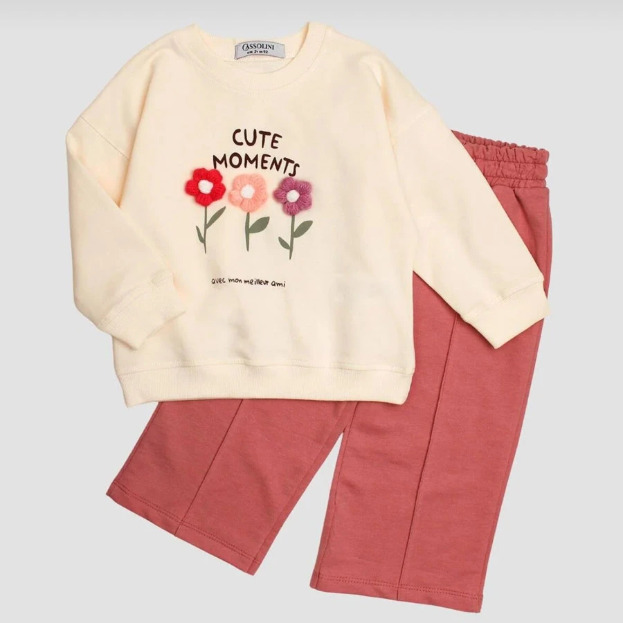 Chicsy Baby Knitted Flower Patterned Baby and Kids Tracksuit Set – Oversize Cut