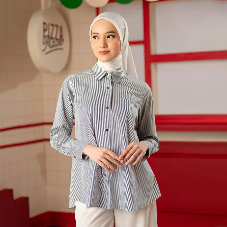 Alora Stripe Shirt – White Noir