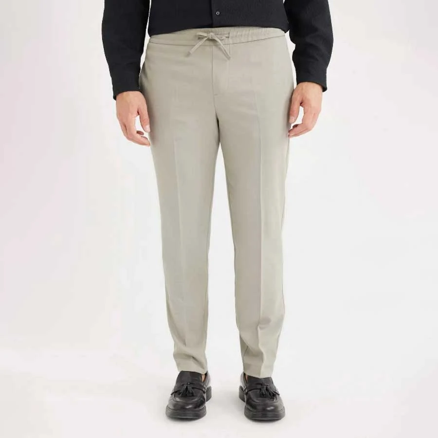 Defacto Summer Fabric Jogger Pants Elastic Waist with Lace-Up Straight Leg Stretching All Directions with Pockets