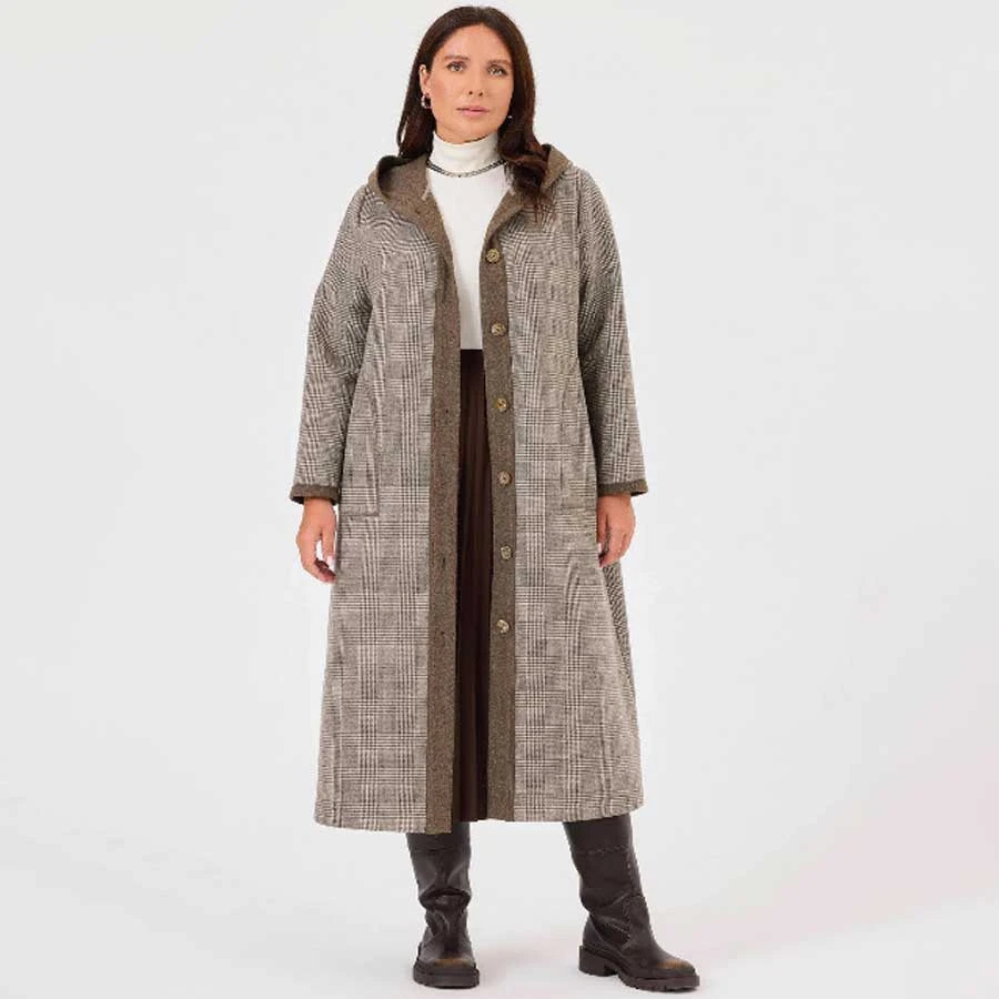 Gala-Xi Large Size Hooded Plaid Patterned Cap