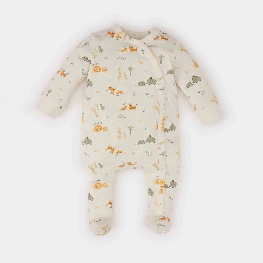 Defacto Baby Boy Newborn Safari Patterned Long Sleeve Combed Cotton Jumpsuit