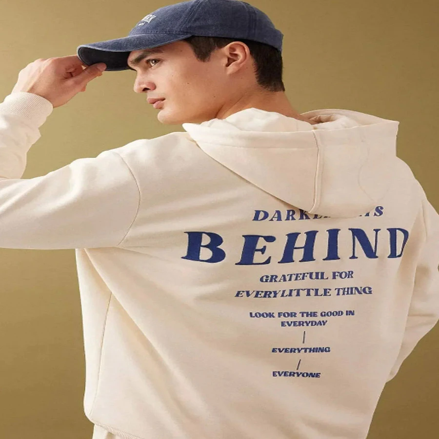 Defacto Oversize Wide Fit Hooded Zippered Back Printed Sweatshirt