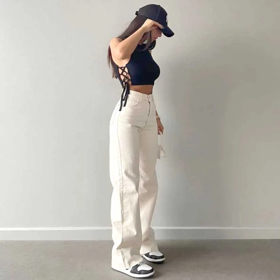 LAMIRAMOOD Jeans Palazzo Wide Leg High Waist