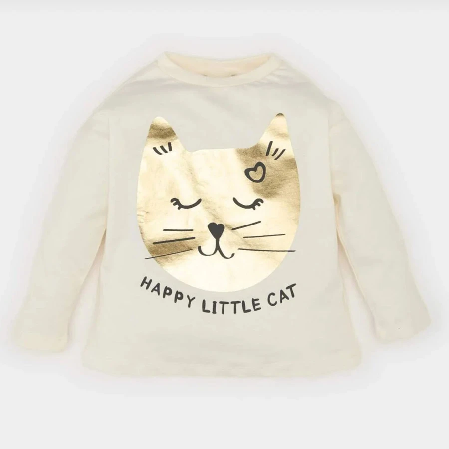 Defacto Baby Girl Crew Neck Printed Long Sleeve T-Shirt