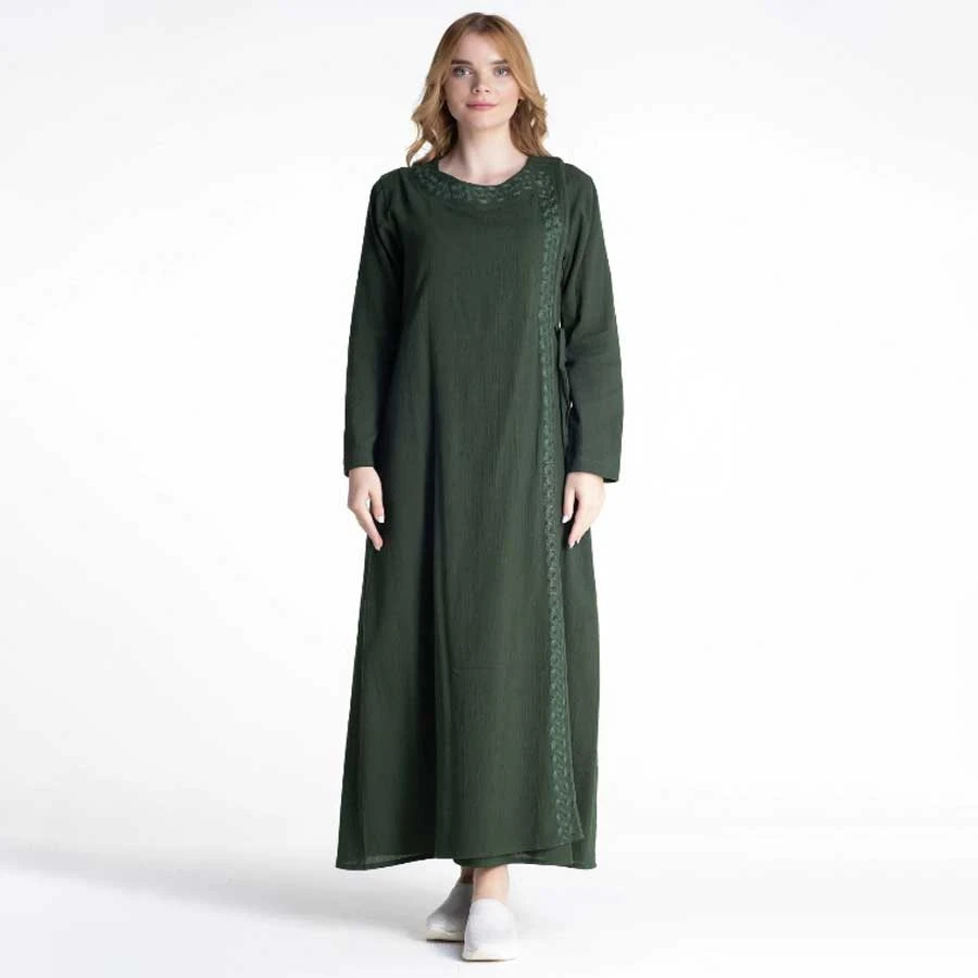 Elis Şile Bezi Seasonal Ferace – Green Ysl Embroidered Sile Cloth