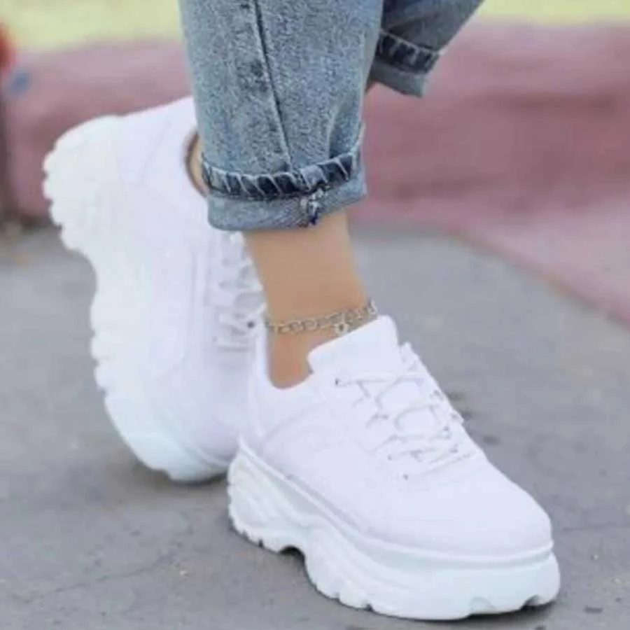 Hugan Women’s White Sneakers High Sole