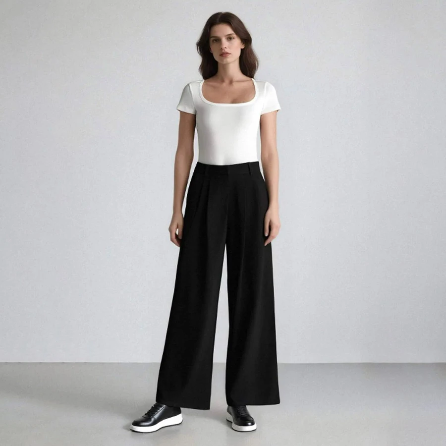 Defacto Wide Leg Loose Pocketed Classic Woven Palazzo Trousers