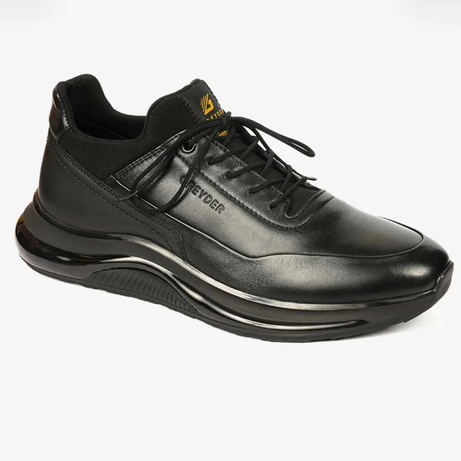 Greyder Large Size Men’s Black Genuine Leather Sports Shoes